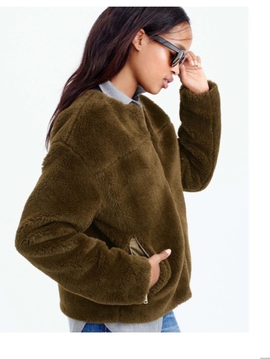 J. Crew Jackets & Blazers - J. Crew Cropped Fleece Teddy Jacket Faux Fur Casual Trendy Cozy.  Sz 8. EUC!
